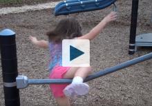 Girl falling from railing