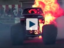 Monster truck on fire