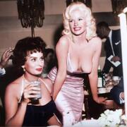 Famous photo of Jayne Mansfield and Sophia Loren